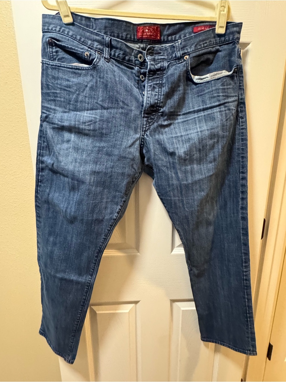 Lucky Brand 121 Slim Straight Button Fly Jeans in Medium Blue Wash - 38x30